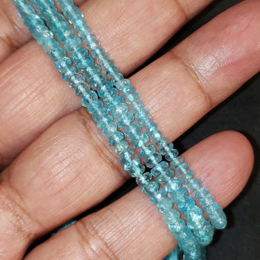 3Pcs Natural SKY Blue Apatite Roundel Bead Strand LOT